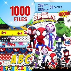 Pack Spidey PNG SVG, Clipart Spidey, Papiers numériques Spidey et ses amis, Alphabet Spidey, Anniversaire de super-héros, T-shirt Spidey PNG