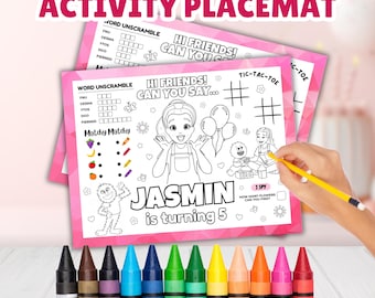 Editable Ms Rachel Birthday Activity Placemat Mat, Ms Rachel Activity sheet, Girls Birthday Favors, Kids Birthday Coloring Sheet Placemat
