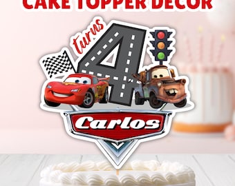 The Cars Cake Topper, Editable Lighting McQueen Race Car Party Cake Topper, Cars Centerpieces Birthday Party Decor, Printable Cake Decors