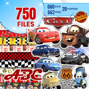 Cars PNG Clipart Bundle, Cars SVG, Lightning McQueen Tow Mater, Cars PNG Cartoon Cliparts, Shirt, Cake Topper, Birthday, Cars Sublimation