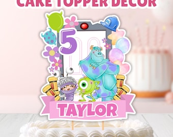 Editable Monster Inc Cake Topper, Monster Boo Cake Topper, Sully Monsters University Printable Birthday Cake Topper: Canva Digital Template