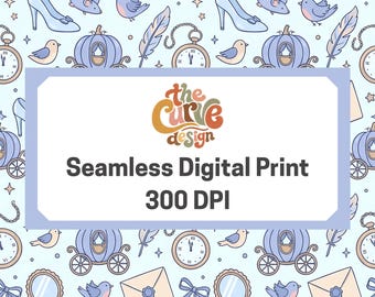 Fairy Tale, Seamless Pattern, PNG, Digital Print, Digital Download, Blue