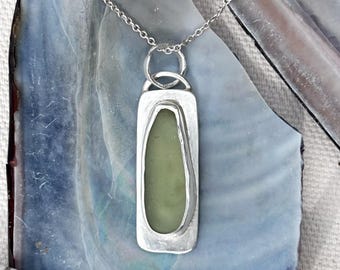 Sea Glass Necklace Sterling Silver | Dainty Ocean Jewelry | Minimalist Beach Necklace | Real Hawaii Sea Glass Gift for Her