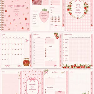 Digital kalender med jordgubb | Odaterad Coquette PDF (GoodNotes)