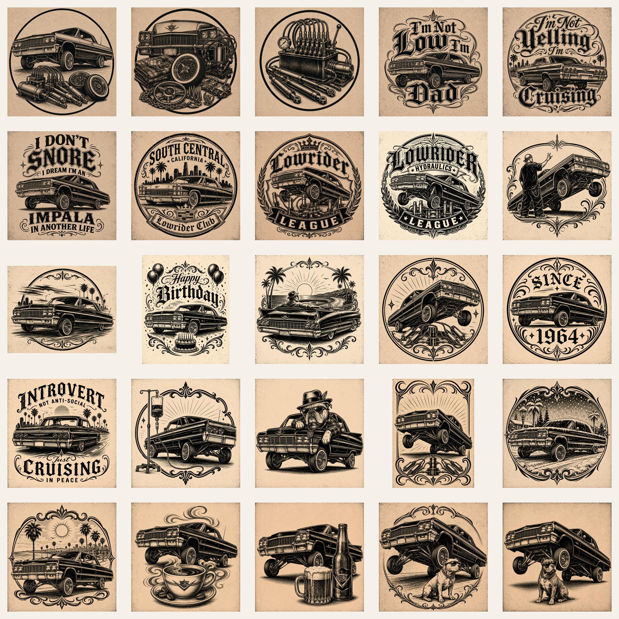 Lowrider SVG Bundle Extended Commercial License | 25 Designs | Resell ...