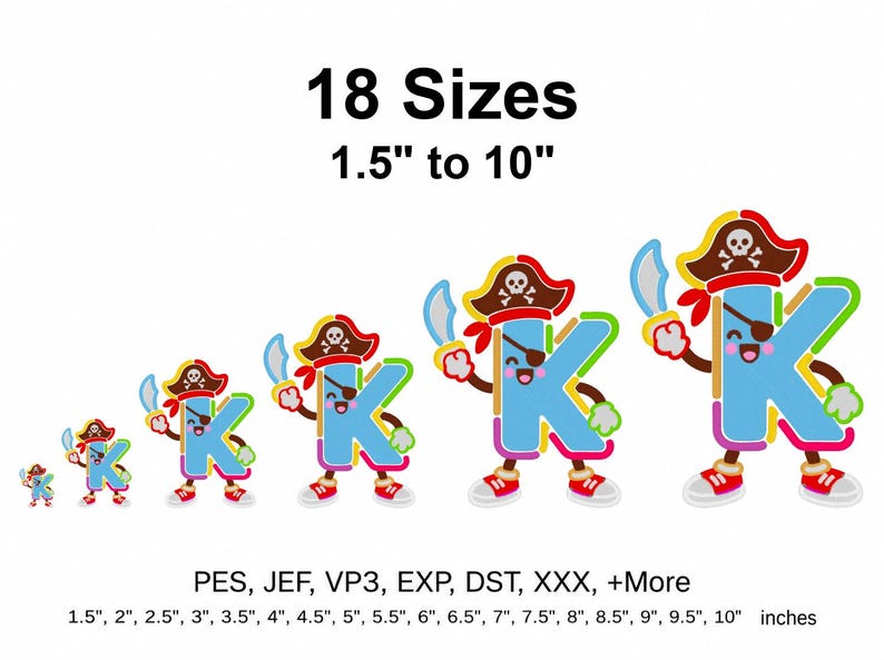 Pirate Letter K With Hat and Sword Fill Embroidery, Machine Embroidery ...