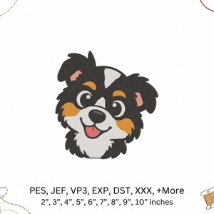 Berner sennenhund med leende huvud, Halloween - Mini Halloween-design - Fylld maskinbroderidesign - (Flera storlekar och format)