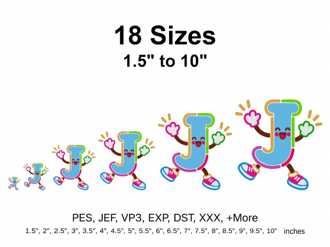 Cheering Letter J With Raised Arms Outline Embroidery, Machine ...