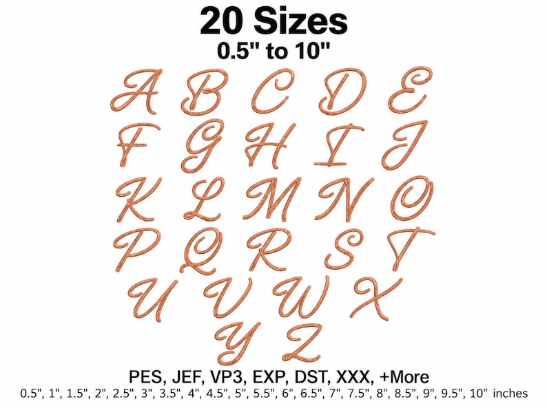 26 Fancy Script Satin Fill Alphabet Embroidery Designs, Elegant Machine ...