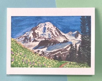 Meadow Flowers | Mt Rainier Card | Blank Card | Washington Gifts