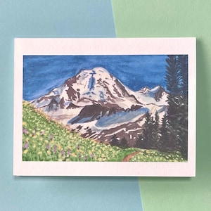 Prairie fleurie | Carte du mont Rainier | Carte vierge | Cadeaux Washington