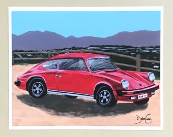 Porsche 911| Classic Porsche| Red Porsche 911| Red Porsche| Porsche Art| 1975 Porsche 911| 1975 Porsche Painting| Porsche Painting