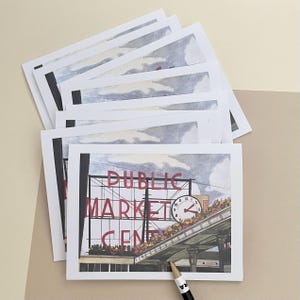 Box of 8 Cards| Pike Place Market Cards| Seattle Blank Cards| Seattle Market Cards| Seattle Post Cards