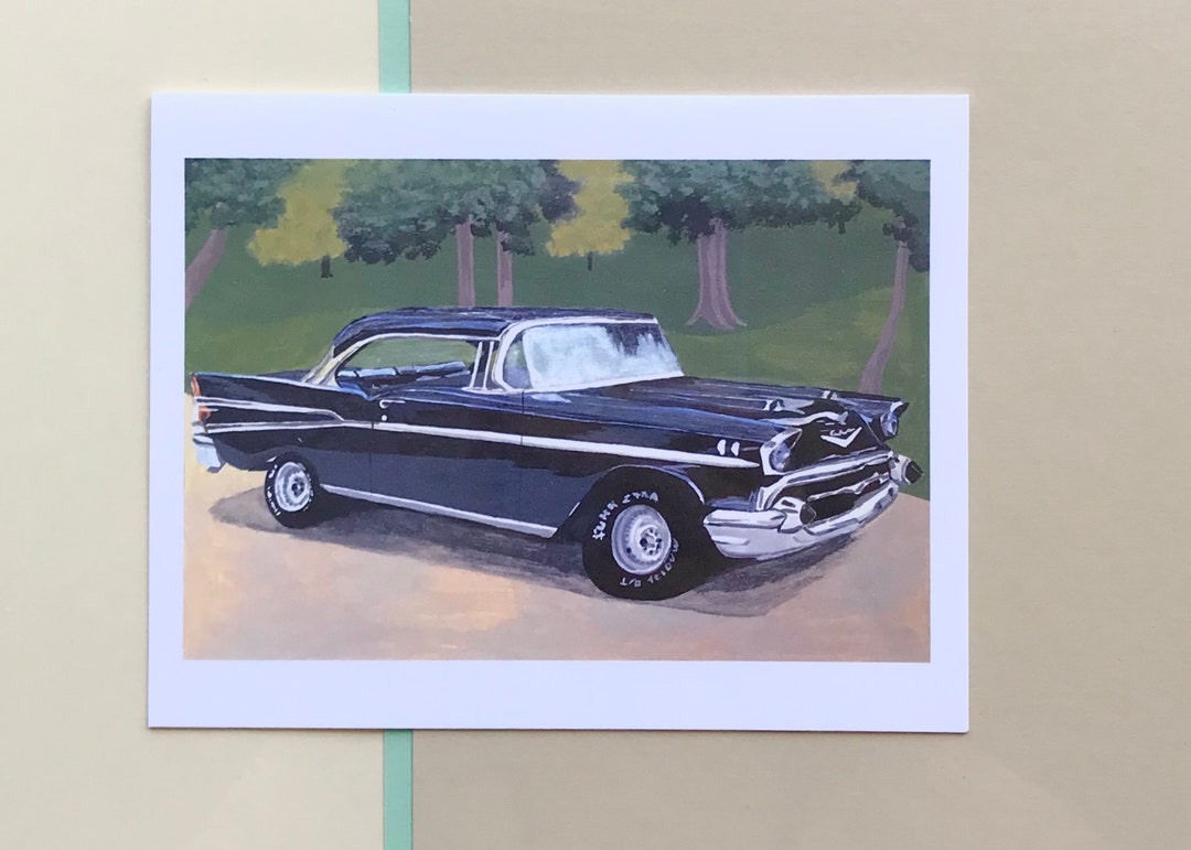 Black Classic Car Handmade Blank Card: '1957 Chevrolet 210' - Etsy