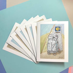 Jeu de 8 cartes Camino de Santiago| Le chemin de Saint-Jacques-de-Compostelle| Cartes Bon Chemin| Cartes Bon Voyage| Cartes Saint-Jacques-de-Compostelle