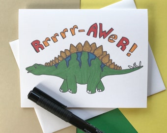 Birthday Cards| Dinosaur Birthday Cards| Stegosaurus| Dinosaurs| Cards for Him| Cards for Guys| Cards for Boys| Dinomite| Greeting Cards