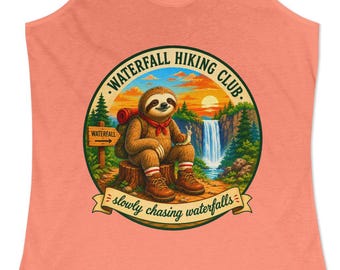 Waterfall Hiking Club sunset Sloth Tank
