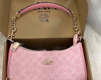Coach Vintage 90's Pink Shoulder Bag | Designer Women's Handbag with Gold Chain Strap