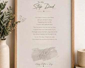 Gift for Stepdad | Personalized Gift | Father’s Day Poster & Card | PDF PNG Download