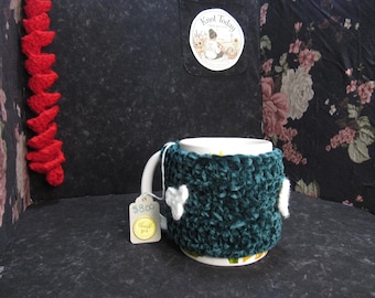 Handmade Emerald Ellegance Coffee Cup Cozy