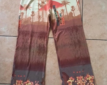 Pantaloni vintage Jean Paul Gaultier / Gaultier Jeans – Stampa giapponese e paesaggio tropicale – Taglia M