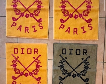Set van 4 vintage omkeerbare servetten van Christian Dior Boutique Paris – Nieuw, ongebruikt – Gemaakt in Frankrijk – 100% katoen