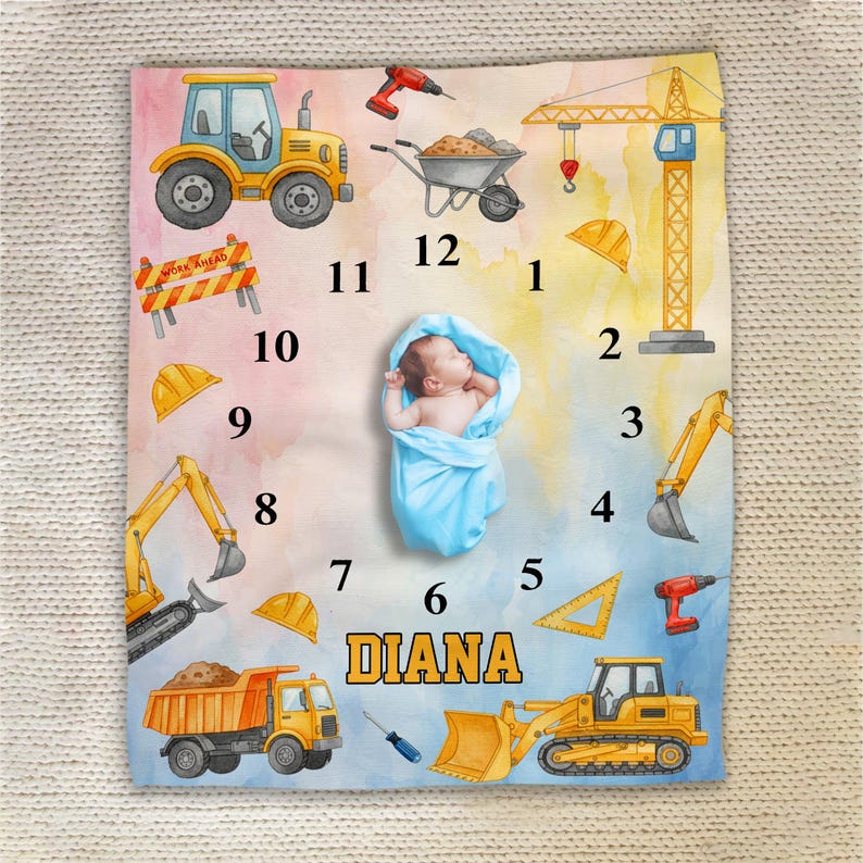 Personalized Construction Milestone Blanket/personalized Construction ...