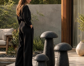 Set di sculture da giardino a forma di fungo, 3 pezzi per decorazioni esterne, arte da giardino, statua da patio in stile Wabi Sabi