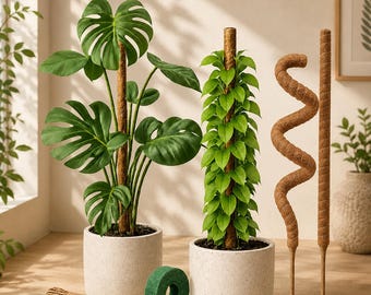 29 Inch Moss Pole for Monstera, 2 Pack Bendable Plant Support Stakes, Coco Coir Climbing Pole for Indoor Plants