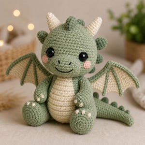Schema per realizzare un draghetto all'uncinetto, drago fantasy amigurumi in formato PDF, regalo per qualcuno, download immediato