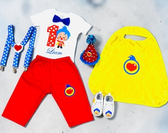 First Birthday Outfit, Clown Costume, Personalized Party Outfit, Circus Theme Party.