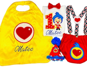 Clown Costume for Birthday, Personalized Clown Set with Name, Circus Costume for Boy, First Year.