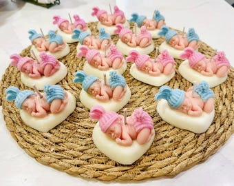 Lembrancinha para Chá de Bebê, Vela em Formato de Coração, Velas Personalizadas para Convidados, Lembrancinha para Anúncio de Nascimento, Lembrancinha de Batizado, Revelação de Gênero