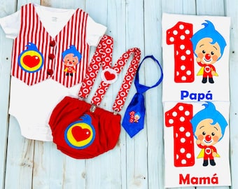 Clown Outfit for First Birthday, Clown Costume for Boys, Circus Theme Party Set, Personalized Children's Costume