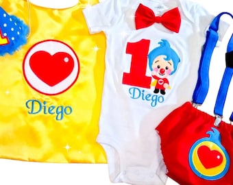 Personalized Birthday Clown Costume, Custom Made Circus Outfit, 1st Birthday Baby Boy Set, Clown Party Clothes