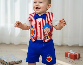 Traje de cumpleaños Inspirado en Payasito, Conjunto personalizado para niño, Traje del Primer cumpleaños, Temática Circo