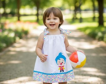 Vestido pillowcase Payaso personalizado con nombre, Regalo Circo para niña, Vestido de verano primer añito, Vestido para cumpleaños