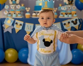 Prince Suit for First Birthday, Royal Suit Inspired by Mickey Mouse, Prince Charming Outfit, Cake Smash Set for Boys, Prince Set for 1st Boy
