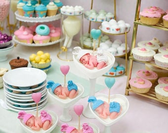 Velas personalizadas para convidados, lembrancinha de nascimento, lembrança de batizado, revelação de gênero, recordação de chá de bebê, vela em formato de coração para bebê