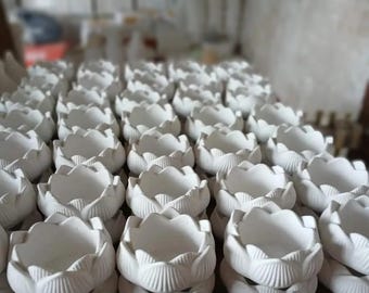 Piezas de Yeso Cerámico al por Mayor para Emprendedores, Flor de loto de yeso para velas o portavelas,Recuerdos y Souvenirs de Yeso Cerámico