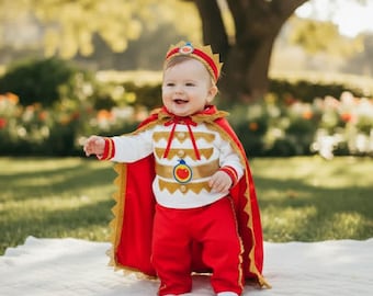 Personalized Prince Charming baby Boy Birhtday Outfit, Inspired Clown Costume, Circus Clown Party Set Whit Cape and Crown