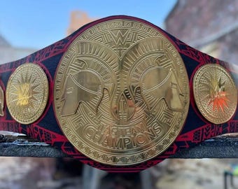 Custom Usos Tribal Tag Team Champion-Gürtel | Handgefertigter Fächer aus Messing