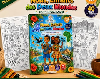 Noi, figli di due mondi – Libro da colorare sull'Africa e i Caraibi moderni | Bambini dai 6 ai 10 anni | PDF educativo | Diaspora | Autostima |