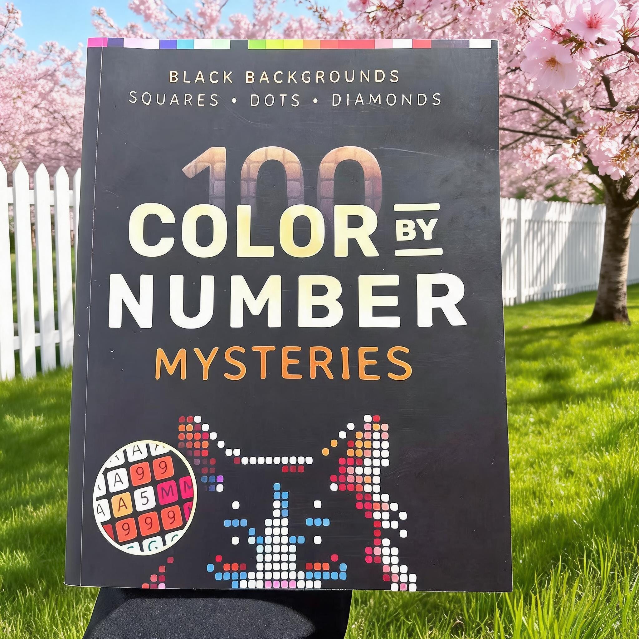100 Mystery Color by Number Book, Amazing Coloring Book for Adults & Teens Relaxing Activity Gift, Pixel Art Coloring Book for Adults