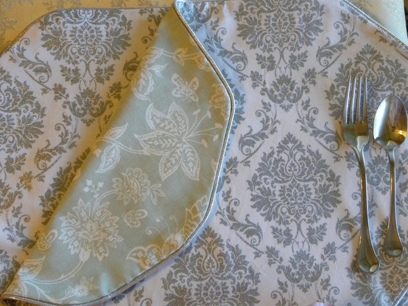 Placemats Blue Silver Old Fashioned Ruffled Lace Place Etsy