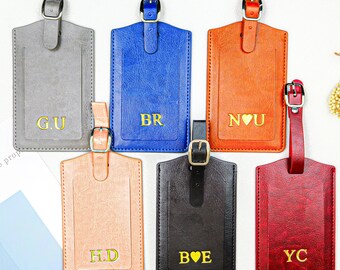 Juego de etiquetas personalizadas para equipaje y pasaporte, etiqueta de viaje personalizada, etiqueta de equipaje de cuero sintético, regalo de viaje para damas de honor, identificador de maleta.