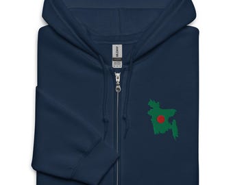 Embroidered Bangladesh Map Heavy Blend Zip Hoodie