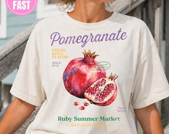 Camiseta retrô de verão com estampa de romã