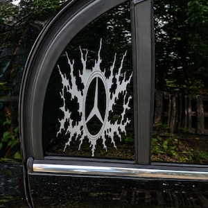 Mercedes ChaosFlow-dekal | Mercedes-stjärnklistermärke | Bilruteklistermärke | Bildekal med bikakemönster | Svart, guld eller silver
