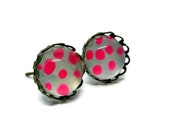 clous d 39 oreilles 10 mm-verre peint à la main 10mm ear studs - hand painted glass
